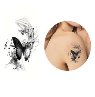 Tatuagem temporária borboletas musica notas modelo