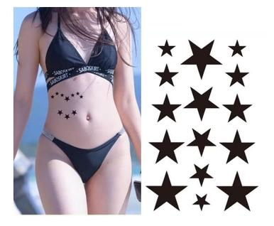 Tatuagem temporária constelação estrelas pretas delicadas