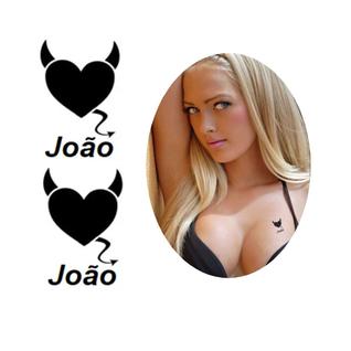 Tatuagem temporária coração chifre sexy nome personalizado