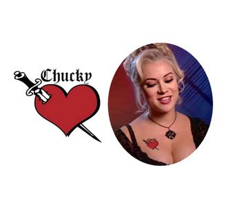 Tatuagem temporária cravada coração chucky noiva