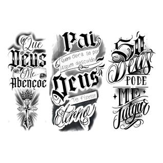 Tatuagem Temporaria Frases Deus - Cartela Com 3 Tatuagens
