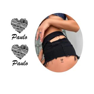 Tatuagem temporária personalizada nome coração rabiscado