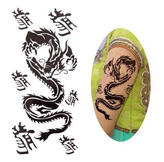 Tatuagem temporária tribal dragão modelo preto