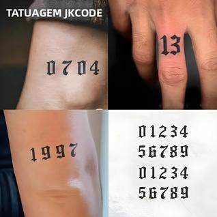 Tatuagens De Números Árabes Semi-permanentes À Prova d'Água, Duram De 1 a 2 Semanas Para H
