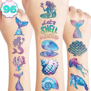 Tatuagens temporárias 91 tatuagens 96 peças de adesivos Mermaid Ocean