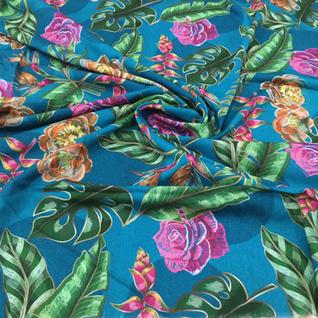 Tecido Crepe Estampado Floral com Elastano 1mx1.40m para Vestidos e Saias