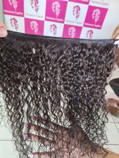 Tela para mega hair Cabelo Humano Cacheado  Castanho 60cm