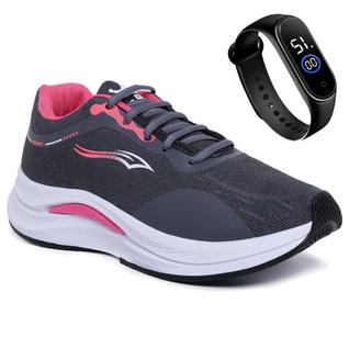 Tênis Feminino Caminhada Academia Esportivo Confortável + Relógio