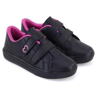 Tênis Infantil Feminino Menina Casual Escolar Dia a Dia Preto e Pink 193.024-409/195.053-4