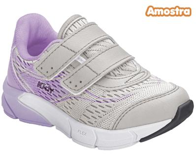 Tênis Kidy Energy Infantil Cinza com Lilás Menina Bebê Calça Fácil