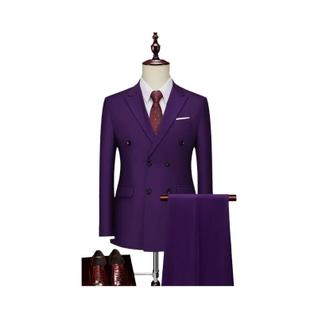 Terno Masculino Casual De Negócios Com Abotoamento Duplo, Duas Peças, Poliéster, Calças De