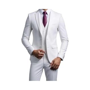 Terno Masculino Estilo Britânico Em Cor Sólida, Blazer, Colete E Calças, Moda Casual Para 