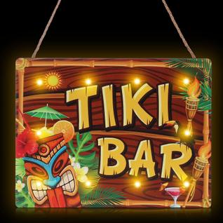 Tiki Bar Sign Blulu Hawaiian Luau Party com luzes LED 30x23cm