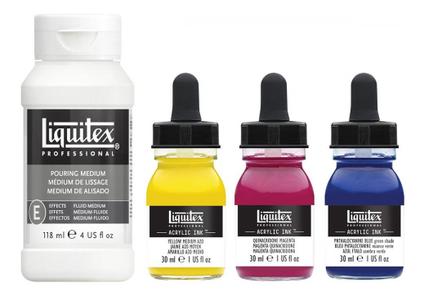 Tinta Acrílica 04 Peças Cores Primária Líquida 30ml Liquitex