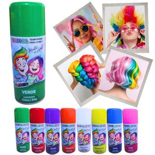 Tinta Spray Colorida Para Cabelo Maluco Lavável 150ml Verde Festa Carnaval Tintura Temporá