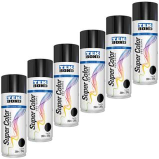 Tinta Spray Preto Brilhante Tek Bond Caixa 6 Unidades