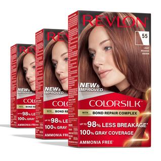 Tintura de cabelo Revlon ColorSilk 55 marrom avermelhado claro (pacote com 3)