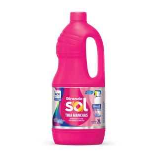 Tira Manchas Líquido Sem Cloro Girando Sol 2L, Sabão Líquido Tira Manchas, Rosa, Poderoso 