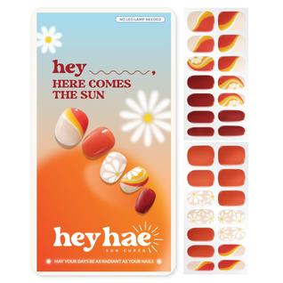 Tiras de unhas de gel heyhae, semicuradas, florais de verão, vermelhas, 28 tiras