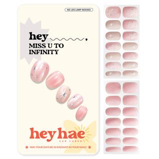 Tiras de unhas de gel semicurado Heyhae  Não é necessária lâmpada LED  Glitter, rosa, prim