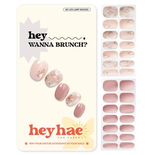 Tiras de unhas Heyhae Semi Cured Gel Glitter Pink Salon Quality