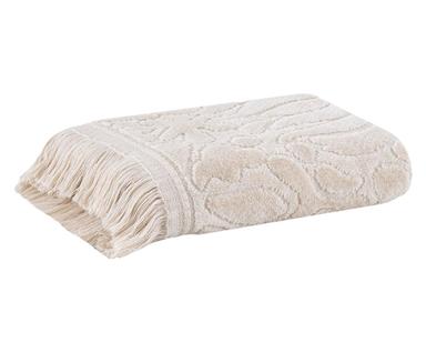 Toalha de Rosto com Franja Folk Bege