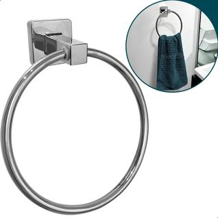 Toalheiro Cromado Porta Toalha De Rosto Redondo Metal Argola Inox Suporte De Parede Banhei