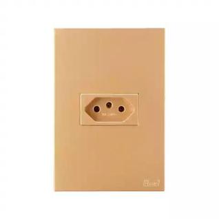 Tomada de Embutir 10a Recta Cor Ouro Nobre Fosca 4x2 Horizontal Blux