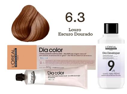 Tonalizante Dia Color 6.3 Louro Escuro Dourado + Emulsão Reveladora 9v L'Oréal Profession
