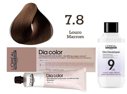 Tonalizante Dia Color 7.8 Louro Marrom + Emulsão Reveladora 9v L'Oréal Professionnel