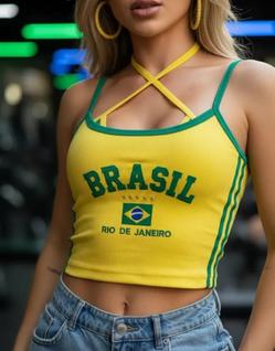 Top Cropped + Biquini Fita Brasil Copa Virginia Modinha 2026