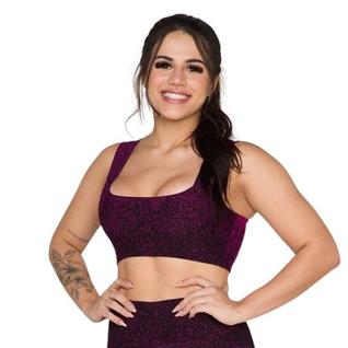 Top Cropped Faixa Poliamida Feminino Sem Bojo Sustentação Compressão Confortável Fitness A