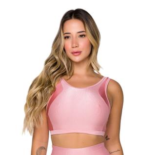 Top Cropped Poliamida Canelado Feminino Bojo Sustentação Compressão Corrida Treino Fitness