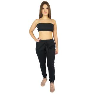 Top faixa + calça moletom femina conjuntinho fitness ou casual