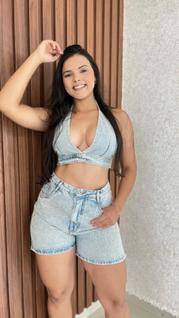 Top Iara Frente Unica Jeans Sem Bojo