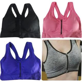 Top Sutiã Nadador Feminino em Poliamida com Zíper Bojo Removível Ajuste Perfeito Várias Co