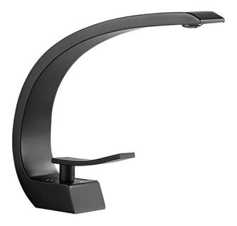 Torneira Banheiro Monocomando Cascata Curva Preto Premium