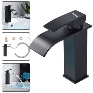 Torneira Moncomando de Banheiro para Bancada Estilo Industrial Quadrada Com Bica Cascata P