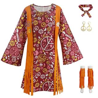 Traje hippie com borla árabe Hippie Retro Cosplay Costume Co