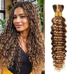Trança de cabelo humano RICROF Highlight Ombre Deep Wave 24