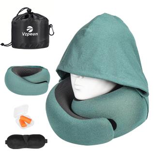 Travesseiro de viagem com capuz Vzpeun em espuma viscoelástica e máscara para os olhos
