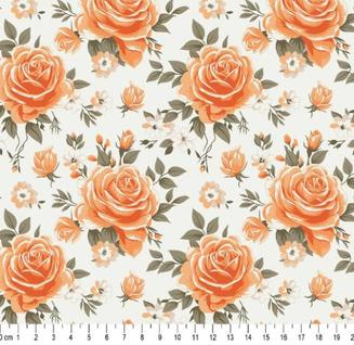 Tricoline Estampado Floral Nice Laranja 50x150cm, Caldeira