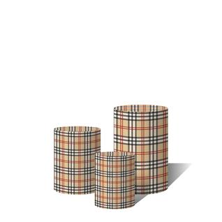 Trio Capas Para Cilindro Xadrez Burberry Bege e Vermelho C/ Elástico