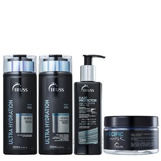 Truss Ultra Hydration Kit Shampoo Condicionador Specific Mask e Hair Protector Leave-in 25