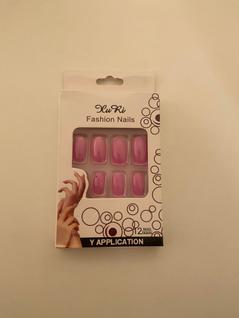 Unhas postiça quadrada rosa autocolante