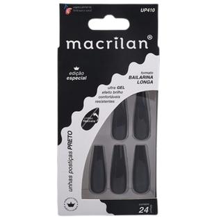 Unhas Postiças Bailarina Longa Preto UP410 - Macrilan