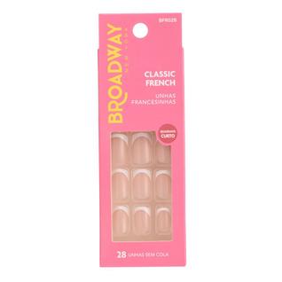 Unhas Postiças Broadway New York Classic French Quadrado Curto Sem Cola Unhas Francesinhas