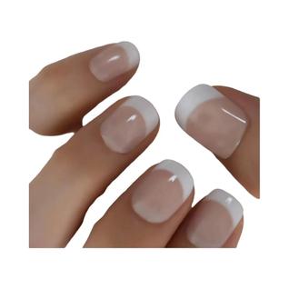 Unhas Postiças Estilo Francês 24 Peças Com Cola Em Gel E Lixa De Unha Adesivos De Unha Fal