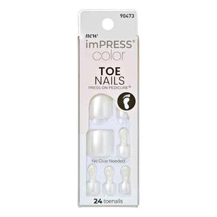Unhas Postiças para Pés Impress Color By Kiss NY - Lustre White