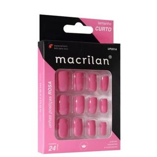Unhas Postiças UP201A Tamanho Curto Rosa - Macrilan